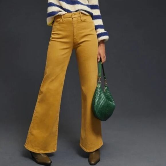 MOTHER High Waisted Roller Skimp Jeans Second Chance Yellow Sz 24 $228 {T53} - Picture 2 of 10